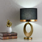 Elegant Fabric Table Lamp with 1-Light Ring Base