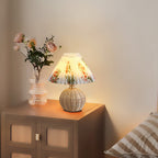 Nordic Rattan Pleated LED Table Lamp for Bedroom