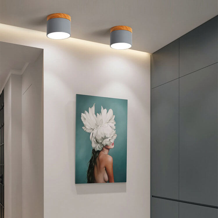 Scandinavian Solid Color Log LED Flush Mount Ceiling Light