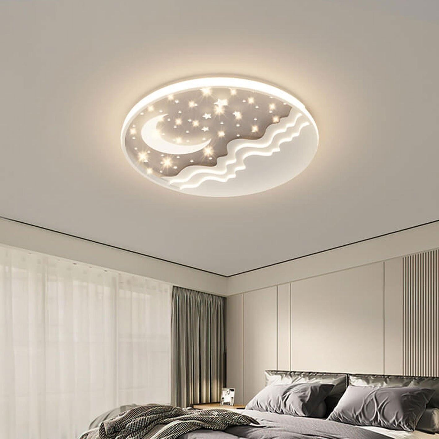 Premium Nordic Star and Moon Aluminum LED Ceiling Light