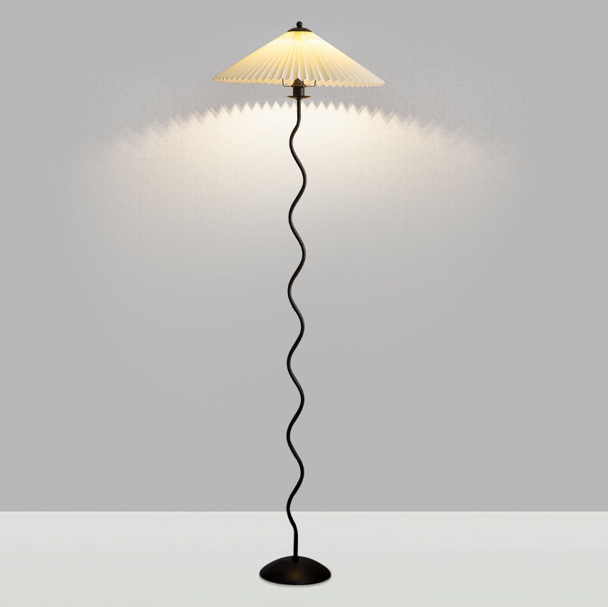 Premium Vintage Fabric Pleated Floor Lamp with 1-Light