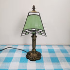 Vintage European Tiffany Square Stained Glass Table Lamp - 1 Light