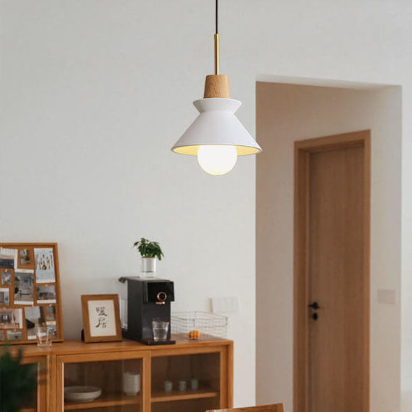 Nordic Minimalist Macaron Wood and Cement Pendant Light