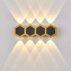 Premium Hexagonal Black and Gold LED Outdoor Wall Sconce