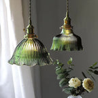 Copper & Walnut Glass Pendant Light