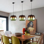 Colorful Retro Glass Drum Pendant Light - 1-Light Fixture