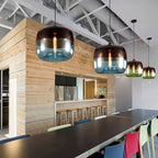 Colorful Retro Glass Drum Pendant Light - 1-Light Fixture