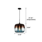 Colorful Retro Glass Drum Pendant Light - 1-Light Fixture