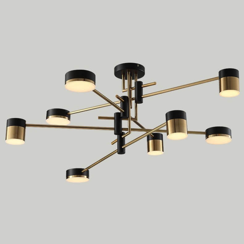 Elegant Black and Gold Semi-Flush Mount Light - 4 to 8 Bulb Design