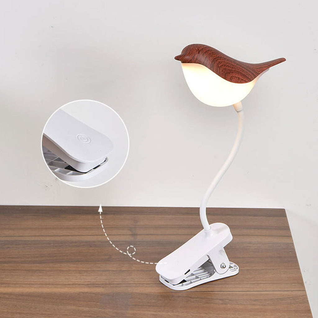 Nordic Bird Clip LED Night Light - USB Rechargeable Table Lamp