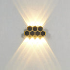 Premium Hexagonal Black and Gold LED Outdoor Wall Sconce