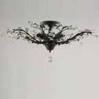 European Style Iron and Crystal Semi-Flush Mount Ceiling Light - 4/5/6 Lights for Living Room