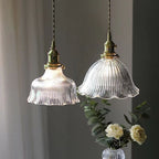 Copper & Walnut Glass Pendant Light