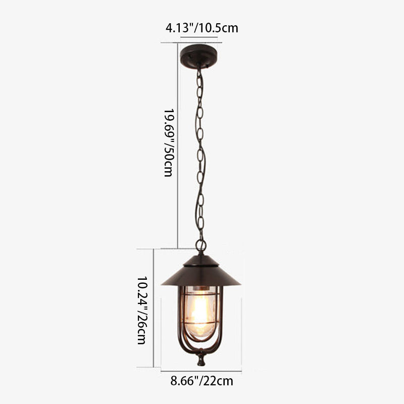 Vintage Aluminum and Glass Outdoor Pendant Light