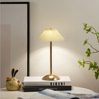 Scandinavian Rechargeable Conic Pleated Table Lamp - 1-Light Bedside Design