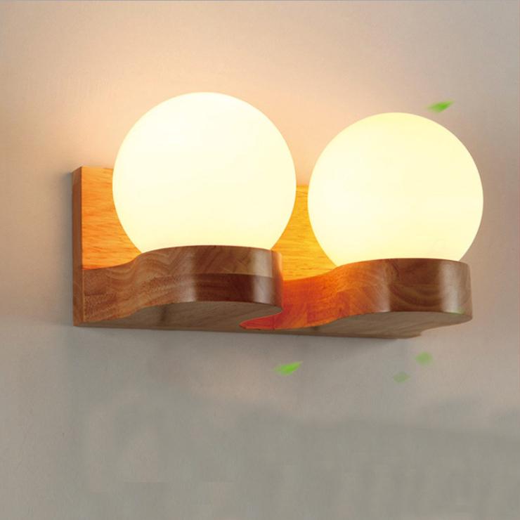 Nordic Solid Wood Ball Wall Sconce
