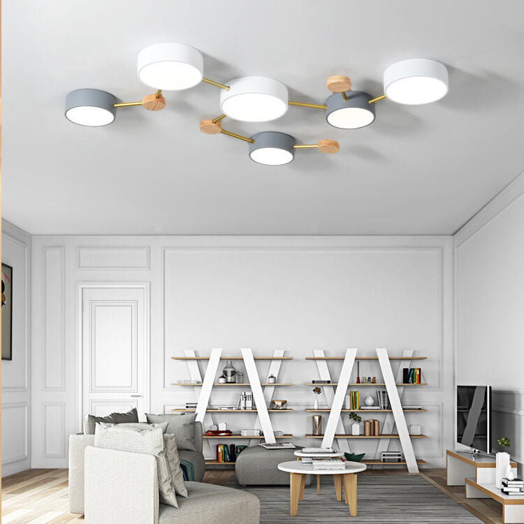 Scandinavian Minimalist Solid Wood and Iron LED Flush