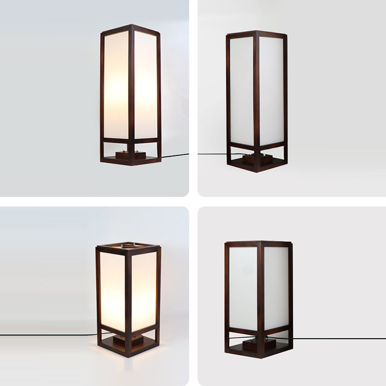 Premium Rectangular Parchment Wood Floor Lamp - 1-Light Design for Entertainment Spaces