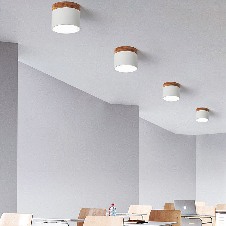 Scandinavian Solid Color Log LED Flush Mount Ceiling Light