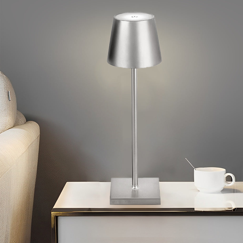 Rechargeable Aluminum Touch-Control Table Lamp - Top Hat Design