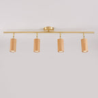 Nordic Minimalist Walnut Wood LED Linear Track Ceiling