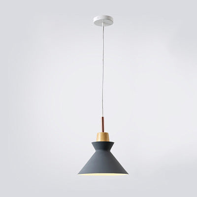 Oak & Iron Cone Pendant Light