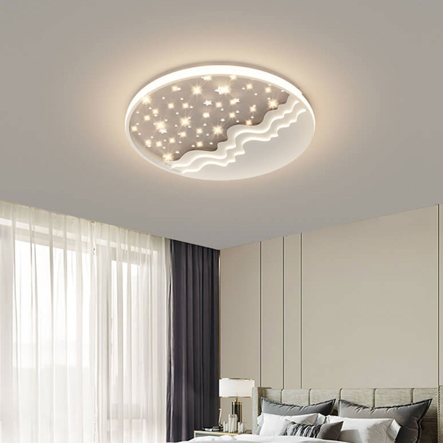 Premium Nordic Star and Moon Aluminum LED Ceiling Light