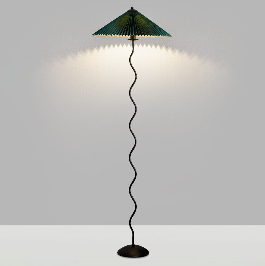 Premium Vintage Fabric Pleated Floor Lamp with 1-Light