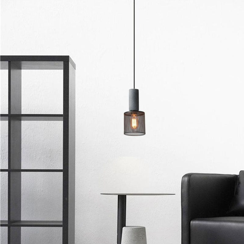 Industrial Tapered Cement Pendant Light - 1-Light Fixture for Living Room