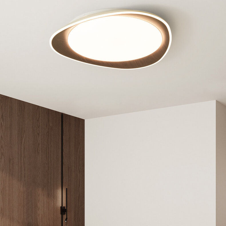 Contemporary Wood Grain Pebble LED Flush Mount Ceiling