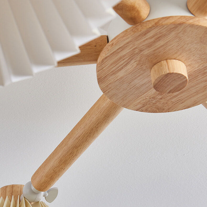 Nordic Wood Pleated Semi-Flush Mount Ceiling Light