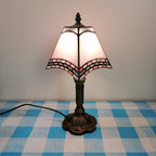 Vintage European Tiffany Square Stained Glass Table Lamp - 1 Light