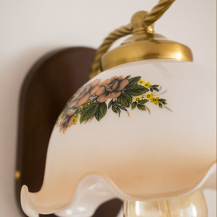 Vintage French Cream Glass Petal Wall Sconce Lamp