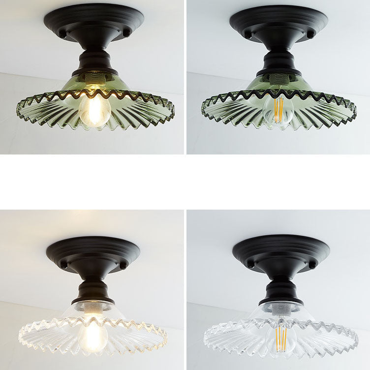 Nordic Vintage Floral Round Semi-Flush Mount Ceiling Light