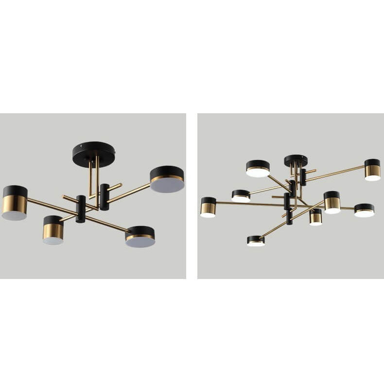 Elegant Black and Gold Semi-Flush Mount Light - 4 to 8 Bulb Design