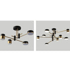 Elegant Black and Gold Semi-Flush Mount Light - 4 to 8 Bulb Design