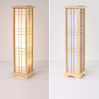 Japanese Wood and Acrylic Rectangular Floor Lamp - 1/2/3 Light Options for Bedroom