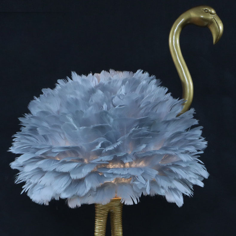 Nordic Goose Feather Flamingo Table Lamp - 1-Light Design for Bedside
