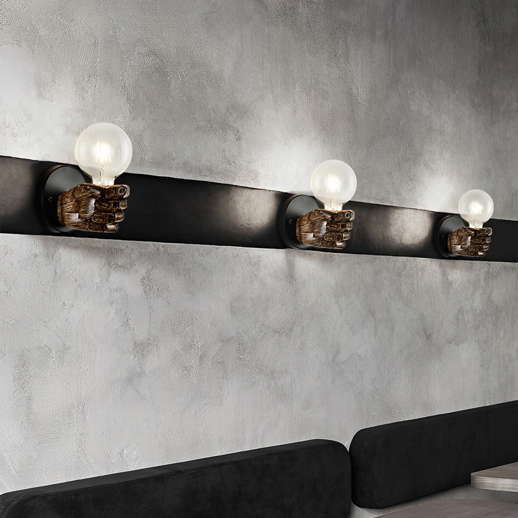 Retro Industrial Resin Hand Fist Wall Sconce Lamp