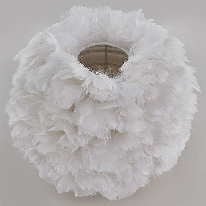 Contemporary Ball-Shaped Table Lamp with Feather Design