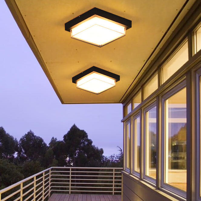Contemporary Square Aluminum LED Flush Mount Ceiling Light for Outdoor Use