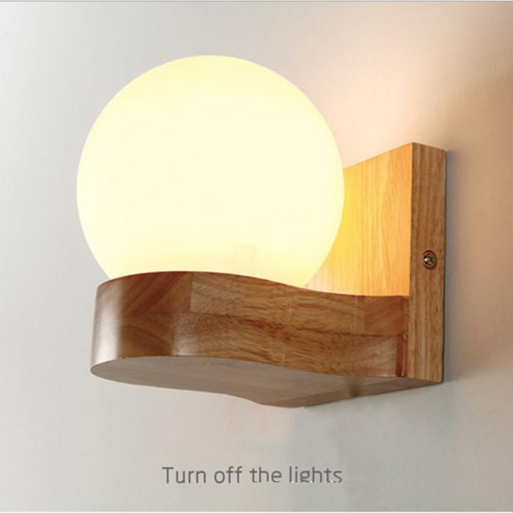 Nordic Solid Wood Ball Wall Sconce