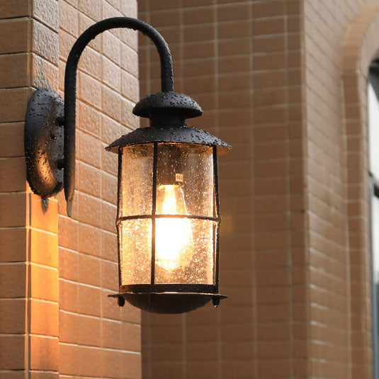 Industrial Iron & Glass Outdoor Sconce