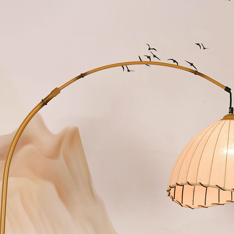 Vintage Marble Fishing Imitation Bamboo Floor Lamp - 1-Light Design