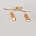 Nordic Minimalist Walnut Wood LED Linear Track Ceiling