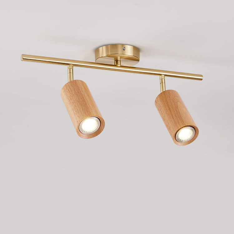 Nordic Minimalist Walnut Wood LED Linear Track Ceiling