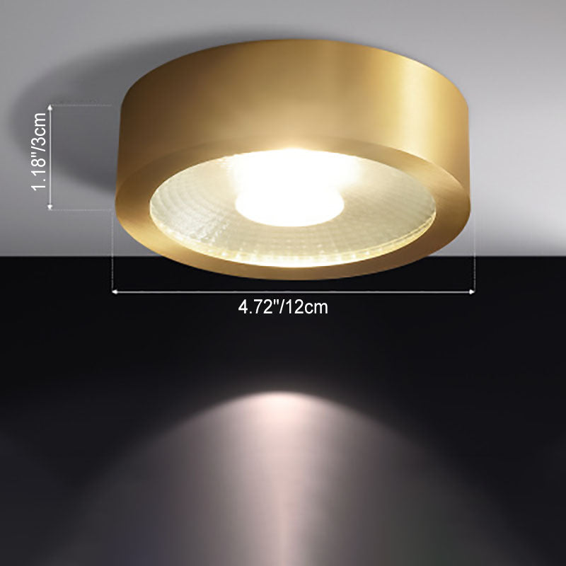 Contemporary Brass LED Flush Mount Ceiling Spotlight
