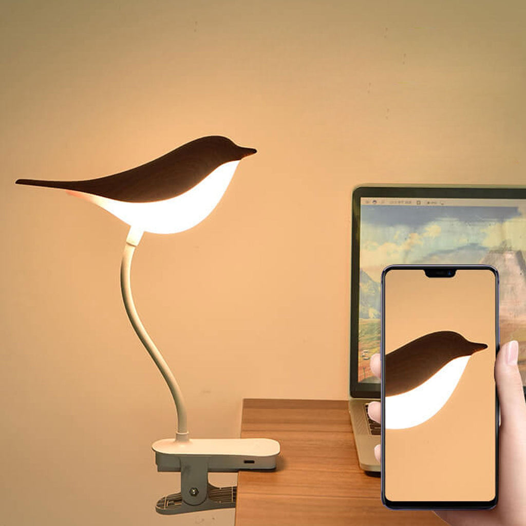 Nordic Bird Clip LED Night Light - USB Rechargeable Table Lamp