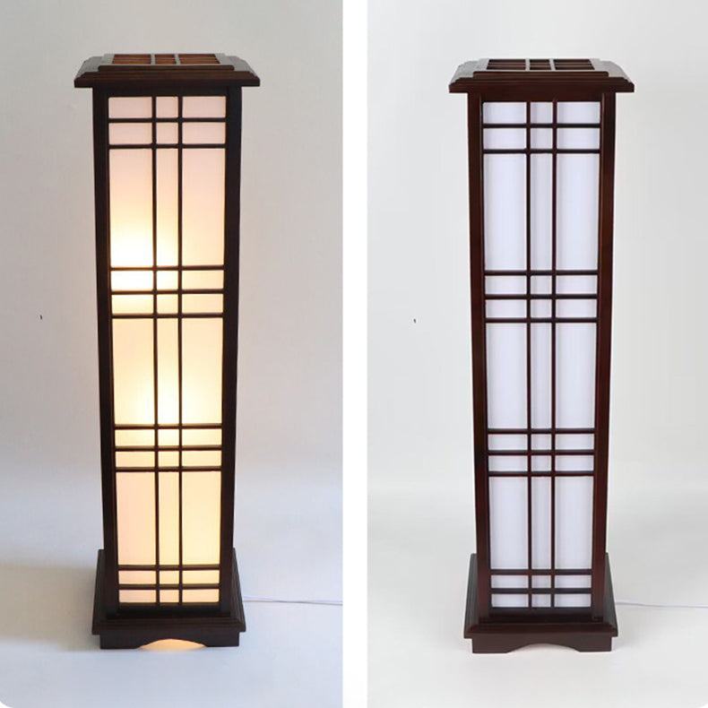 Premium Rectangular Parchment Wood Floor Lamp - 1-Light Design for Entertainment Spaces
