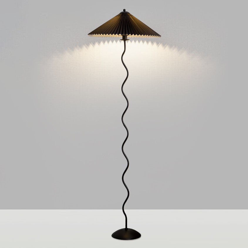 Premium Vintage Fabric Pleated Floor Lamp with 1-Light